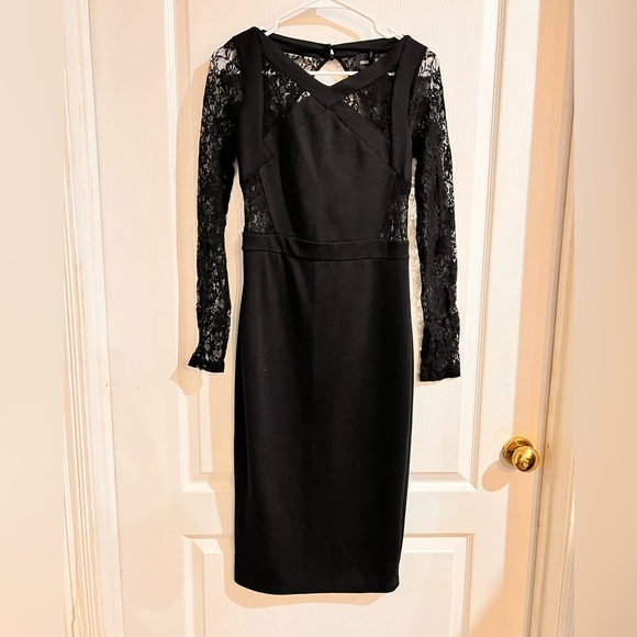 FINAL PRICE NWT ASOS Black with Lace Bodycon Dress - Picture 1 of 8